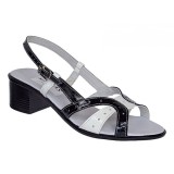 Cumpara ieftin Oferta marimea 37 Sandale dama din piele naturala lacuita in doua culori alb negru Sara