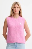 American Vintage vestă din amestec de l&acirc;nă culoarea roz, light, EAST19MC
