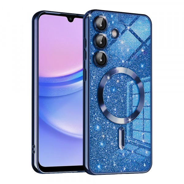 Husa MagSafe pentru Samsung Galaxy A15 5G A156 / A15 A155, Techsuit, Luxury Glitter, Albastra