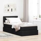 Cumpara ieftin Pat cu LED si saltea Negru 90 x 200 cm Tesatura