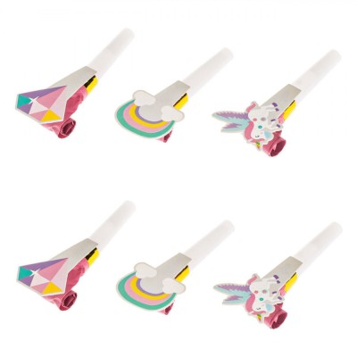 Set Suflători Petrecere, Model Unicorn Rainbow, 6 Bucăți, Multicolor foto