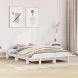 VidaXL Cadru de pat fără saltea, alb, 135x190 cm, lemn masiv de pin