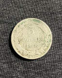 Moneda 5 stotinski 1888 Bulgaria, Europa