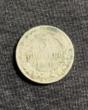 Moneda 5 stotinski 1888 Bulgaria