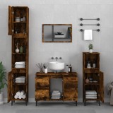 VidaXL Set mobilier de baie, 3 piese, stejar fumuriu, lemn prelucrat