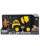 Autobetonieră cu Lucrător &icirc;n Construcții și Indicatoare &Icirc;ntr-o Cutie Deschisă