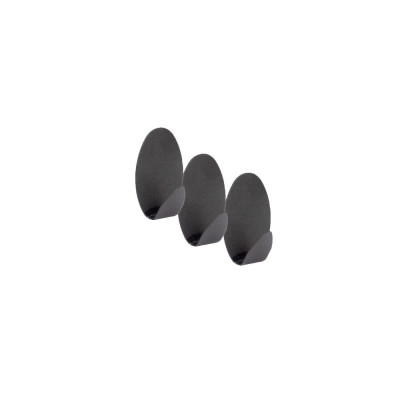 Set 3 agatatori cuier autoadezive, ovale, negru Sepio foto