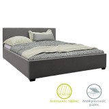 Cumpara ieftin Pat dublu cu somiera rabatabila tapiterie textila Norse cu spatiu de depozitare gri inchis mat 160x200cm