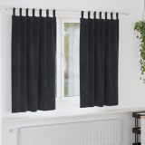 vidaXL Draperii opace cu agățătoare, 2 buc., negru, catifea