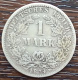 (A351) MONEDA DIN ARGINT GERMANIA - 1 MARK 1874, LIT. G, NECURATATA