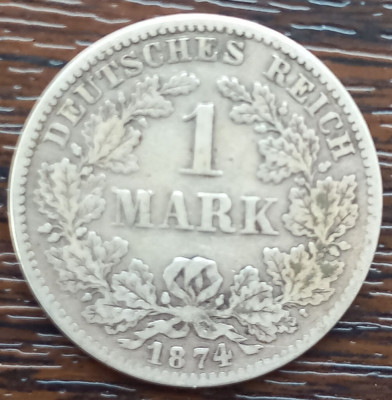 (A351) MONEDA DIN ARGINT GERMANIA - 1 MARK 1874, LIT. G, NECURATATA foto