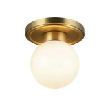 Cumpara ieftin Lustra cu un glob alb din sticla si corp auriu, dulie E27, maxim 60W