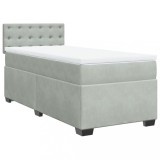 Cumpara ieftin Pat continental cu saltea, gri deschis, 80x200 cm, catifea
