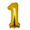 Balon din folie flippy, cifra 1, 81 cm, pentru aer sau heliu, bulk, auriu
