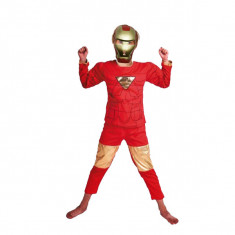 Costum Iron Man pentru copii, marime L , 7 - 9 ani, 120-130 cm, rosu, masca plastic inclusa foto