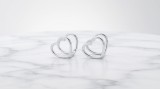 Cumpara ieftin CERCEI ARGINT 925 HOOPS DUBLI CU DESIGN INIMA MINIMALIST
