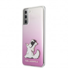 Husa Plastic Karl Lagerfeld Choupette Fun pentru Samsung Galaxy S21+ 5G, Roz KLHCS21MCFNRCPI