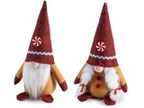 Set 2 figurine Mos Craciun, Craciunita textil multicolor cm 11x10x25 H