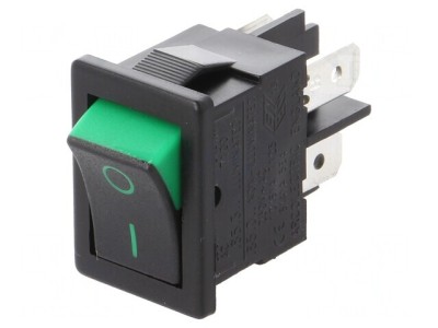 Rocker Switch DPST ON-OFF 10A 250VAC Black-Green foto