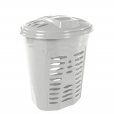 Cos de Rufe STERK, 52x35x45 cm, cu Capac, Plastic Alb, Cosuri pentru Rufe din Plastic, Cos pentru Rufe cu Capac, Cos Mare pentru Rufe cu Capac, Cos di