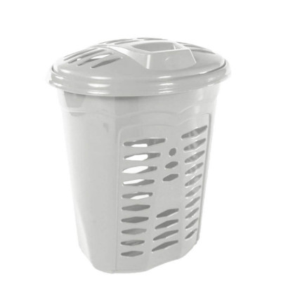 Cos de Rufe STERK, 52x35x45 cm, cu Capac, Plastic Alb, Cosuri pentru Rufe din Plastic, Cos pentru Rufe cu Capac, Cos Mare pentru Rufe cu Capac, Cos di foto