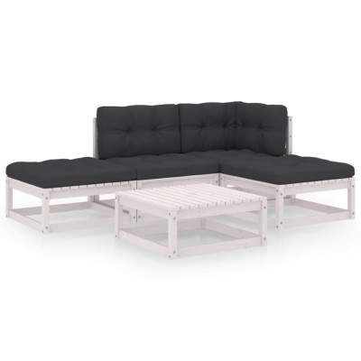 Set mobilier de gradina cu perne, 5 piese, lemn masiv de pin foto