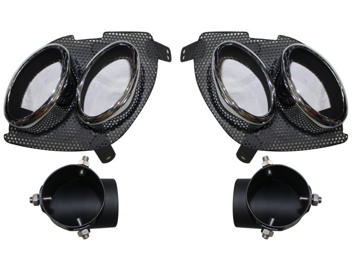 Set 4 buc. ornamente decorative evacuare spate LEXUS IS (XE2), 11.2005-04.2013, partea stanga, rame cromate; type F-SPORT; negru/crom; in bara; TUNIN