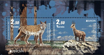 BOSNIA SRPSKA 2021 EUROPA CEPT FAUNA SPECII PROTEJATE RASI CAPRE NEGRE foto