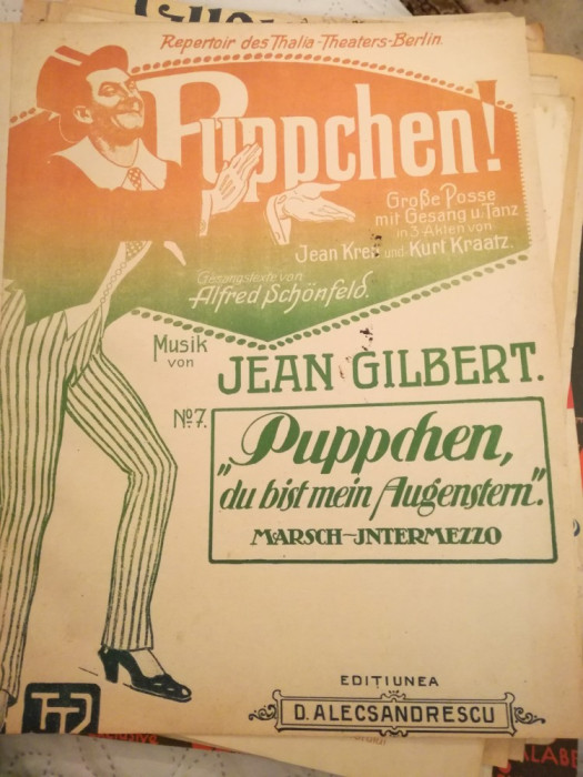 partitura interbelica Puppchen, musik Jean Gilbert