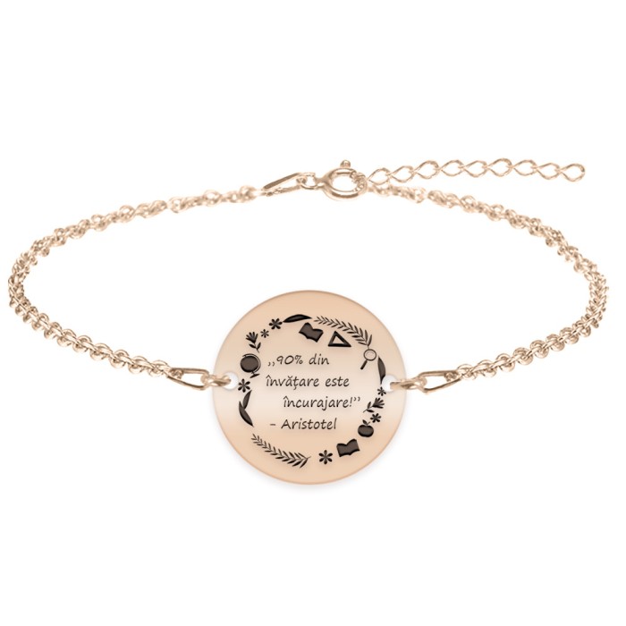 Courage - Bratara personalizata 90% din invatare este incurajare din argint 925 placat cu aur roz