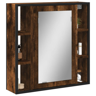 vidaXL Dulap baie cu oglindă stejar fumuriu 60x16x60 cm lemn compozit foto