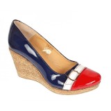 Pantofi dama piele naturala lacuita rosu-bleumarin platforma 7 cm &ndash; Stil si confort