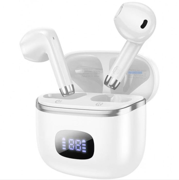 Casti Bluetooth 5.3 True Wireless cu Display Digital - Hoco (EQ1) - White