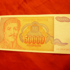 Bancnota 50 000 dinari 1994 Yugoslavia , cal. f.buna
