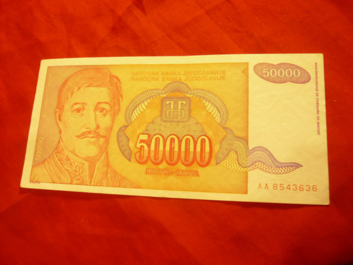 Bancnota 50 000 dinari 1994 Yugoslavia , cal. f.buna