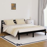 Cumpara ieftin Cadru de pat, negru, 160x200 cm, lemn masiv de pin