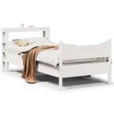 Cumpara ieftin Cadru de pat cu tăblie, alb, 90x190 cm, lemn masiv pin
