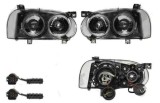 Set faruri tuning VW Golf 3 (Hatchback + Combi+Cabrio) 08.1991-04.1999 TYC partea Dreapta+Stanga, transparent-fumuriu, tip bec H1+H3, fara motoras