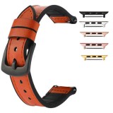 Curea hibrid piele-silicon compatibila cu Apple Watch 10, 46mm, VD Very Dream&reg;,Bronze Brown