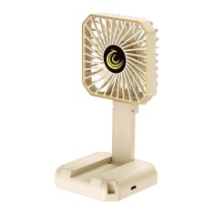 Ventilator portabil, flippy, de gat, de birou, suport telefon, 14 x 7 cm, incarcare usb, din abs, 3 viteze, bej
