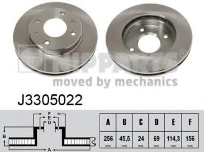 Disc frana MITSUBISHI CARISMA limuzina (DA) (1996 - 2006) NIPPARTS J3305022