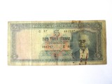 Rara! Turcia 5 Lirasi/Lire 1961,bancnota uzata/lipita vedeti imaginile