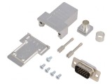 Conector D-Sub HD 15 Pini Negru pentru Lipire pe Cablu