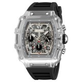 Ceas Bărbați SKMEI 2305 Alb-Negru &ndash; Funcții Multiple, Design Fashion, Cronometru, Alarmă, Rezistent la Apă 5ATM