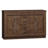 Cumpara ieftin Comoda, 2 usi, 4 sertare, din pal maro stejar lefkas, Tedy, 140x44x90 cm