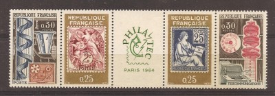 Franta 1964 - Expozitia &amp;quot;PHILATEC&amp;quot; - Paris 1964, staif, MNH foto