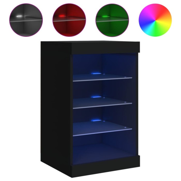 Servanta cu lumini LED, negru, 41x37x67 cm