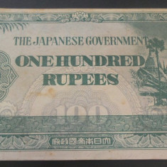 Bancnota OCUPATIE JAPONEZA IN BURMA - 100 RUPII, anul 1944 *cod 446