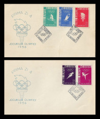 1956 Romania, 2 FDC Jocurile Olimpice Melbourne LP 422, plicuri prima zi foto