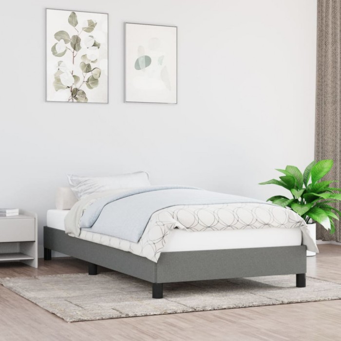 vidaXL Cadru de pat fără saltea, gri &icirc;nchis, 80x200 cm, textil